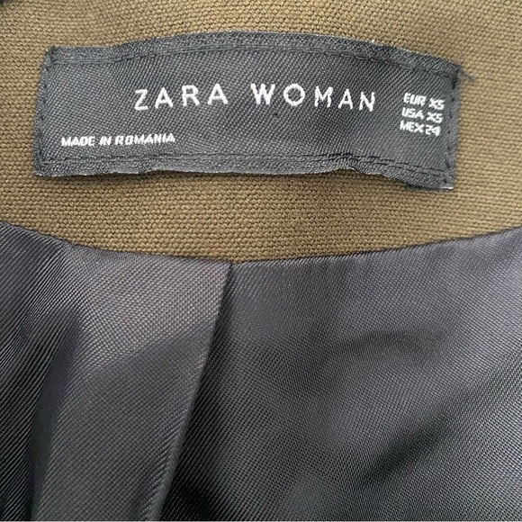 Zara Olive Green Moto Jacket with Belt Size XS - Picture 6 of 9